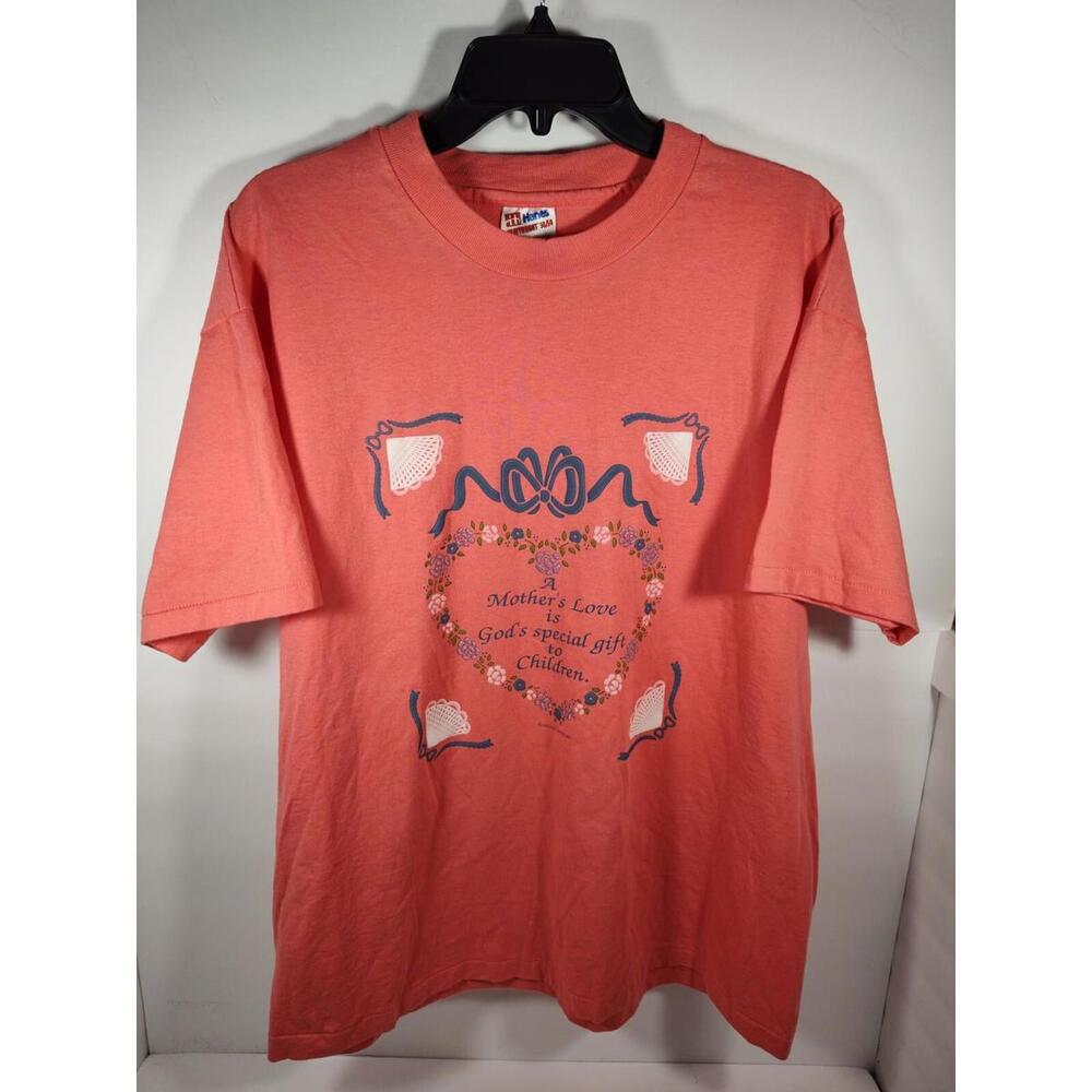 1991 Hanes Heavyweight Women's XL T-Shirt "A Mothers Love" Single Stitch Vintage